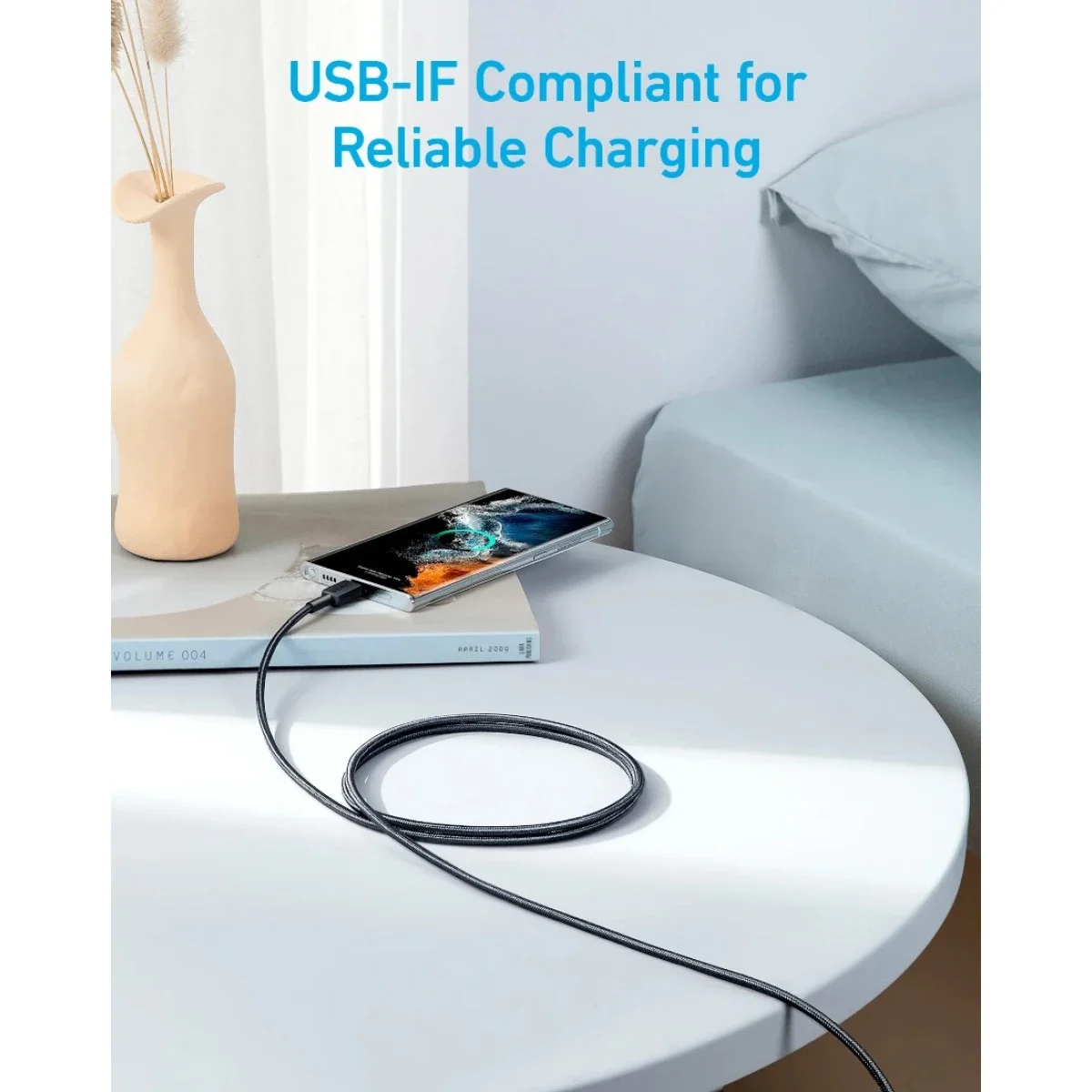 كابل Anker 322 USB-C إلى USB-C للشحن السريع ونقل البيانات 0.9 متر 60 واط - أبيض - Thumbnail 3