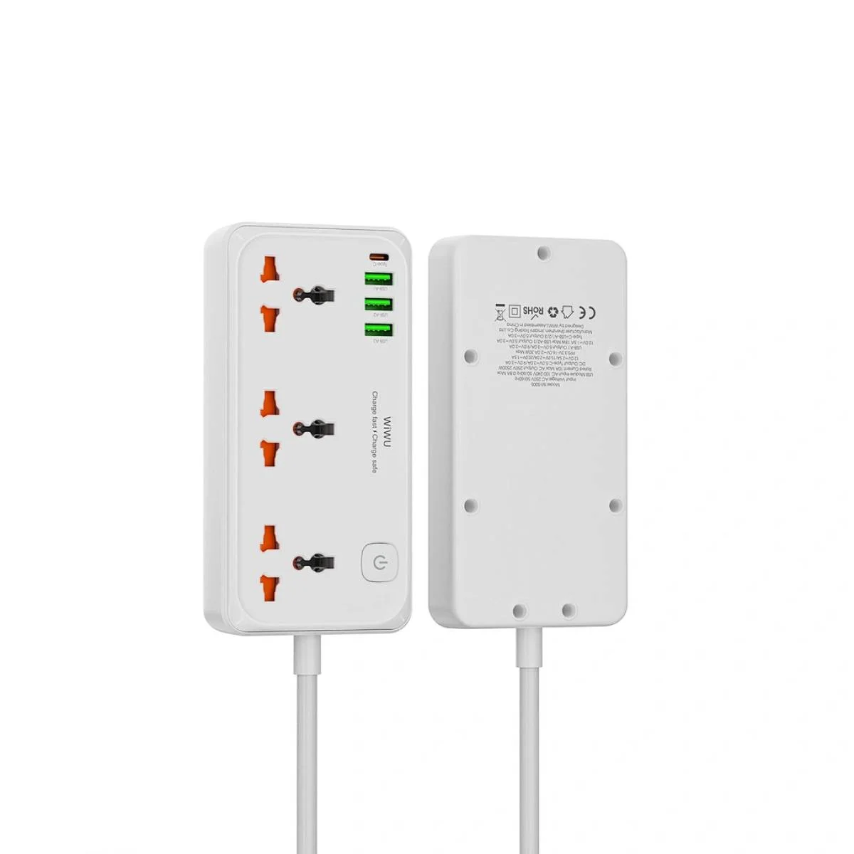 مشترك كهرباء WIWU Wi-S005 7 في 1 بقدرة 30 واط مع 3 مقابس عالمية و3 USB وUSB-C - قابس بريطاني - Image 2