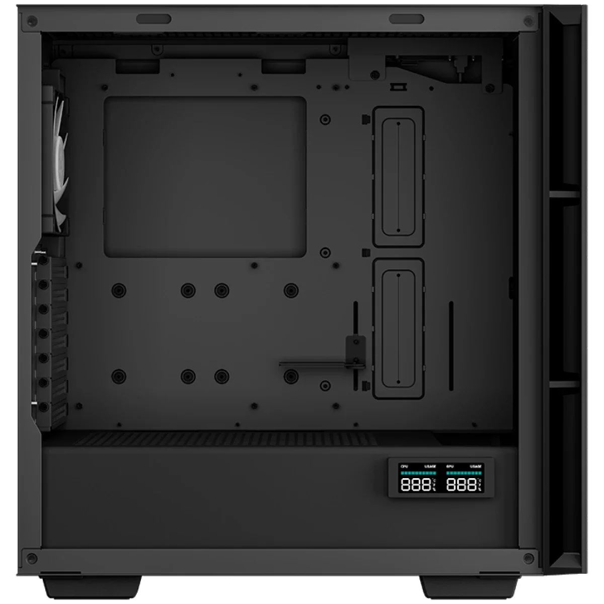 هيكل كمبيوتر DeepCool CH560 Digital ميد تاور بتدفق هواء عالٍ مع 3x140mm + 1x120mm مراوح ARGB وشاشة عرض مزدوجة الحالة - أسود - Image 7