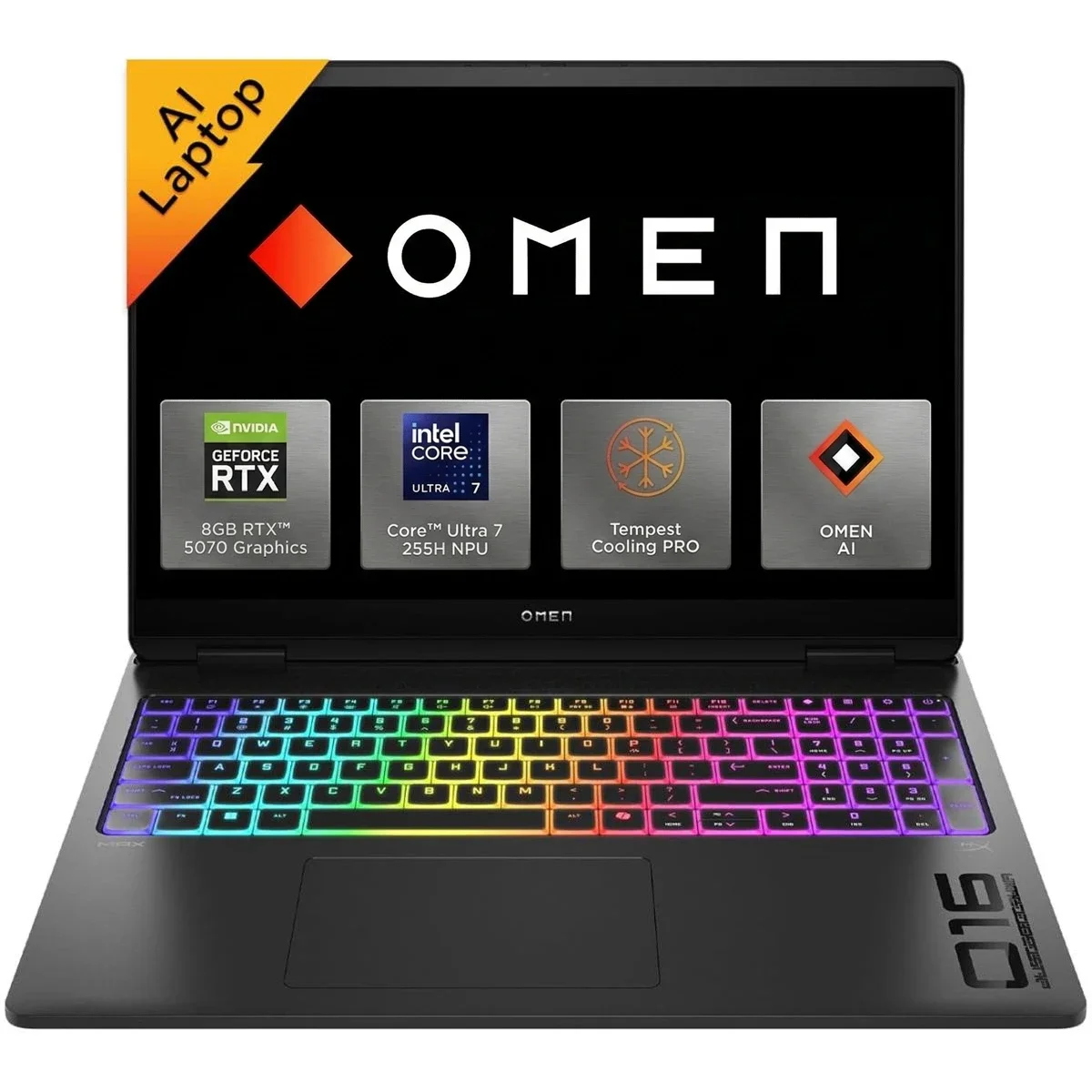 لابتوب ألعاب HP OMEN 16 16-am0031ne مقاس 16 إنش IPS 165Hz بمعالج Core Ultra 7 255H وكرت RTX 5070 لون Shadow Black - Image 1