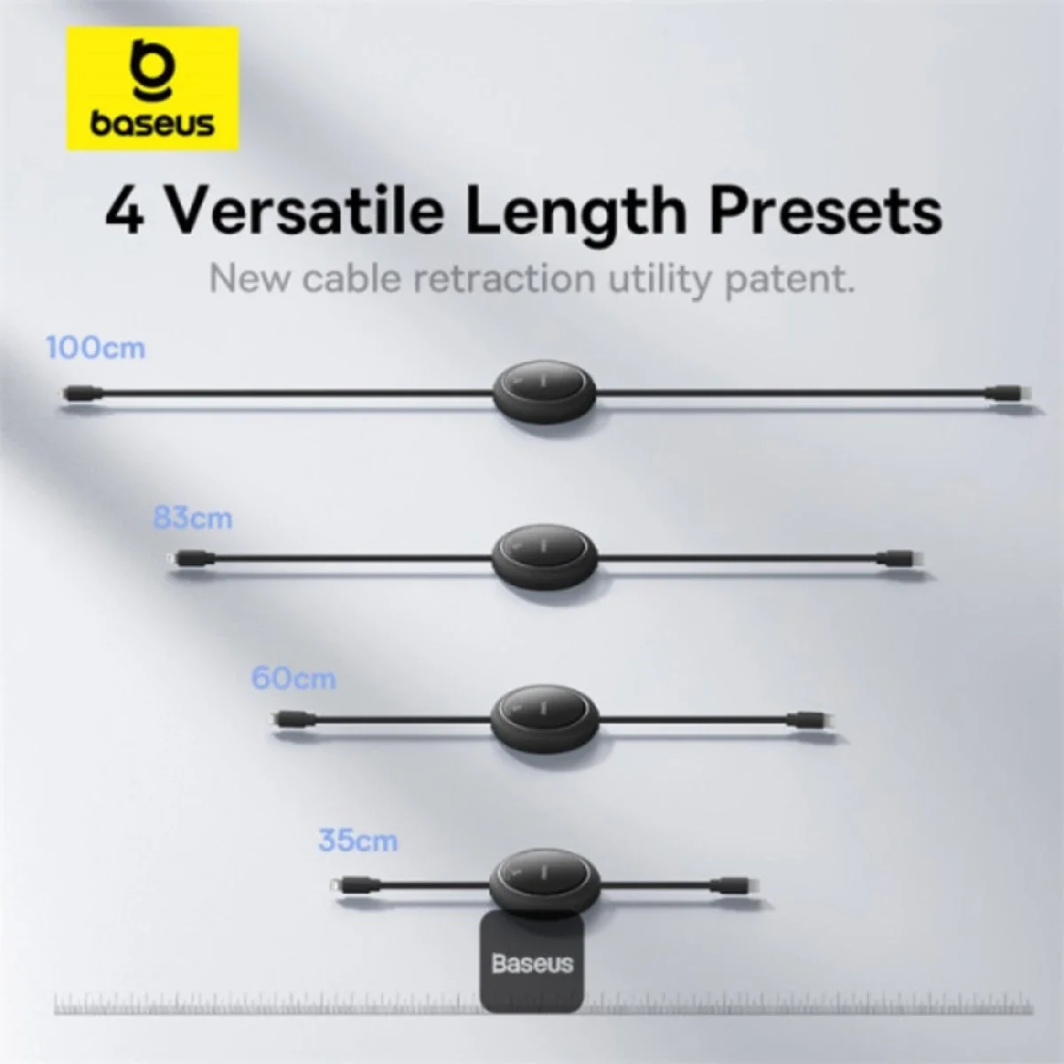 كابل Baseus Free2Pull Mini قابل للسحب من USB-C إلى Lightning بقدرة 20W وطول 1 متر أسود P10364501111-00 - Image 4