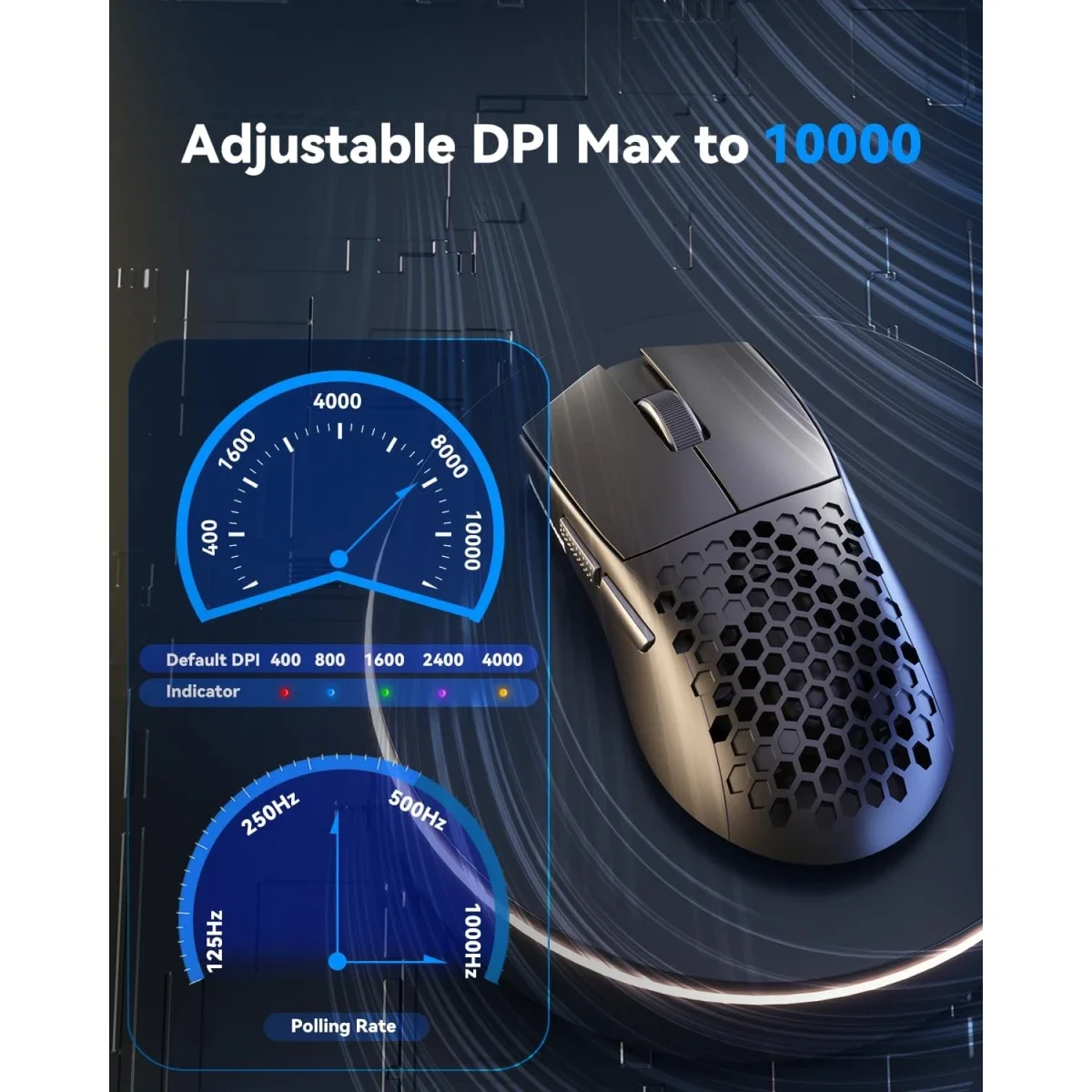 ماوس ألعاب سلكي Redragon M617 فائق الخفة 41g بدقة 10000 DPI، أسود - Thumbnail 4