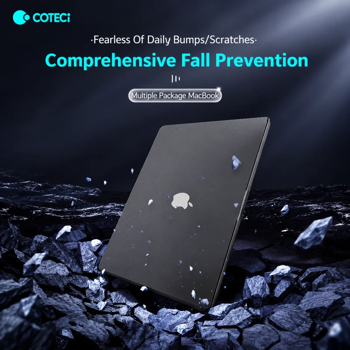 غطاء حماية لابتوب Coteci MB-086-TB بتصميم مطفي لجهاز MacBook Neo 13 إنش، أسود شفاف - Thumbnail 5