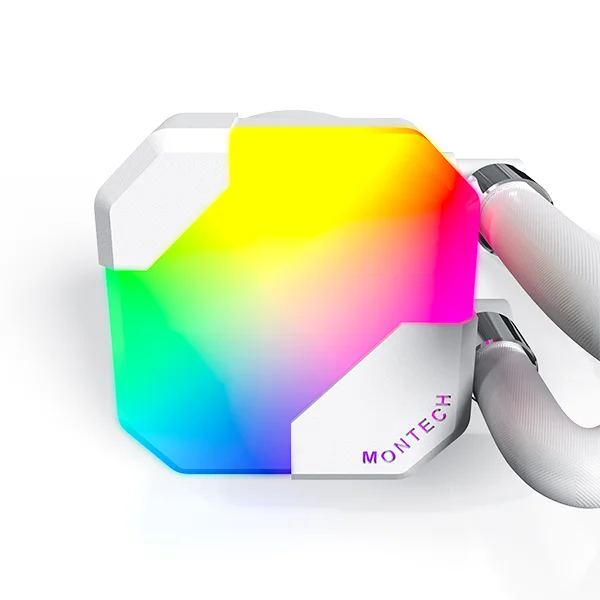 مبرد معالج سائل Montech HyperFlow ARGB 360 بمضخة 3100 RPM يدعم Intel وAMD – أبيض - Image 4