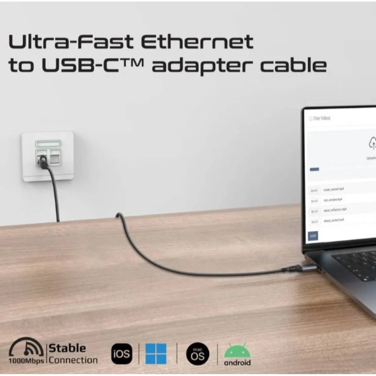 كابل محول إيثرنت Promate CLink-RJ45 إلى USB-C بطول 5 متر بسرعة 1000Mbps - Image 4