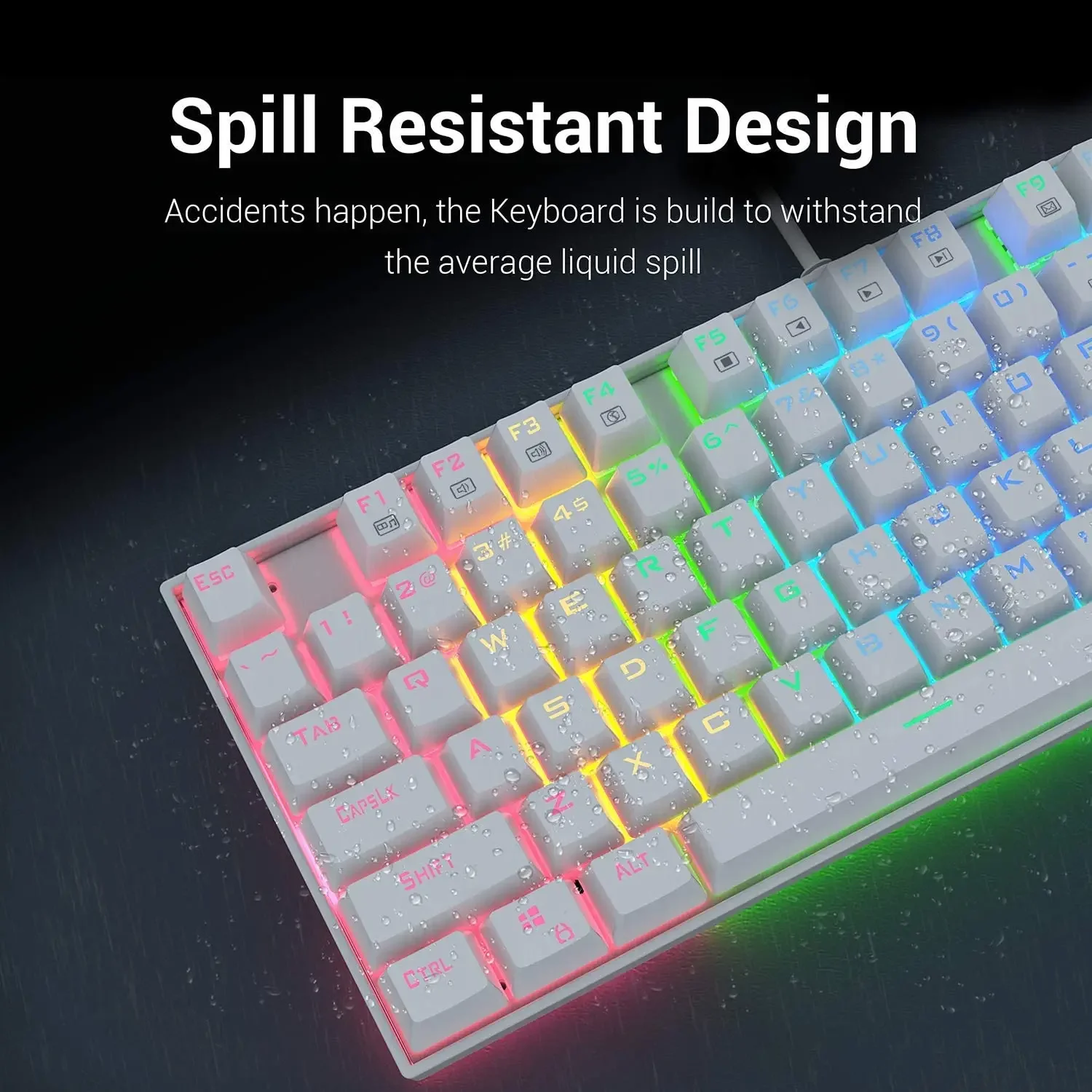 Redragon K552 Kumara White RGB Mechanical Gaming Keyboard, 87 Keys, Blue Switches - Thumbnail 7