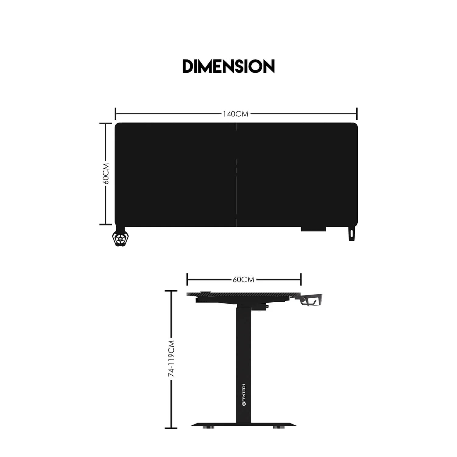 Fantech GD914 Adjustable Rising Desk Black - Thumbnail 6