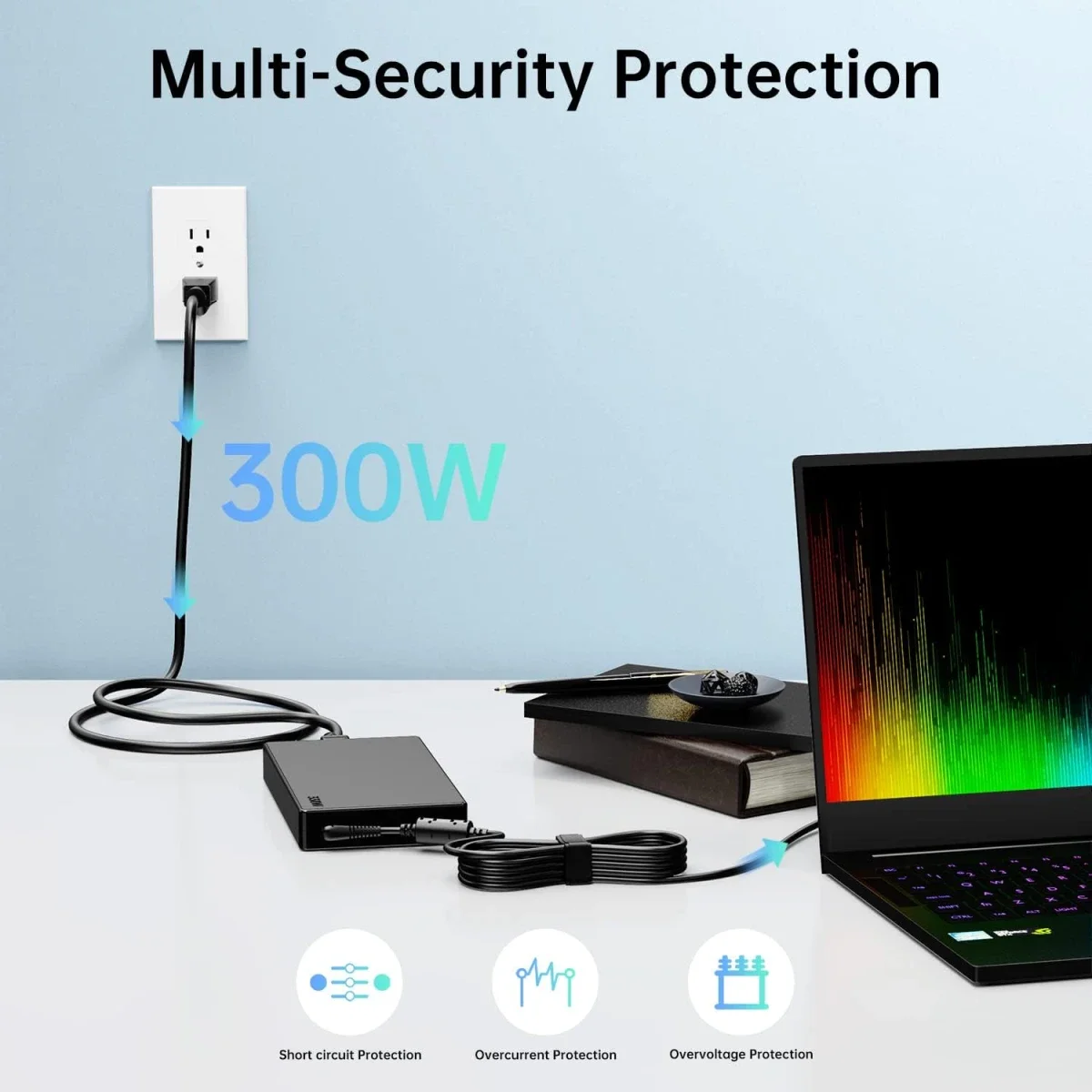 Lenovo 300W Slim Tip AC Adapter Charger with Power Cord - UK Outlet - Image 4