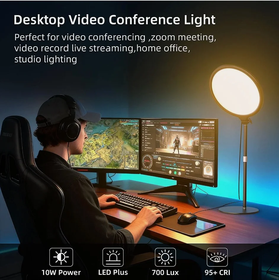 اضاءه LED كامله XJ42P مقاس 10+ انش مع حامل مكتب