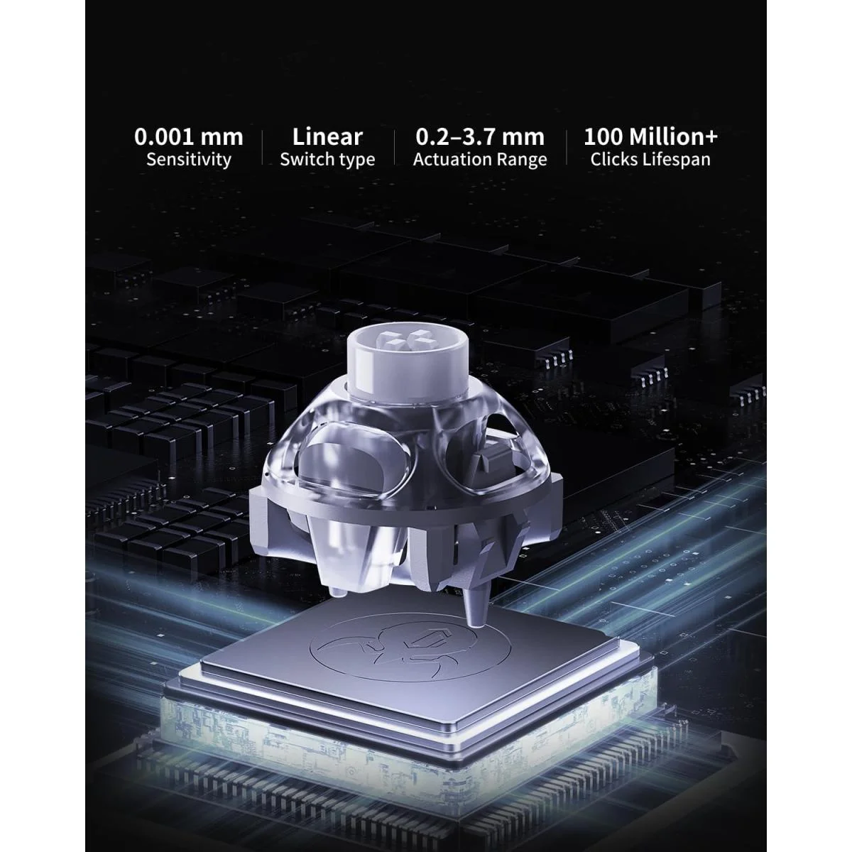 كيبورد ألعاب GravaStar Mercury V60 مغناطيسي 8000Hz أونيكس كريستال - Image 4