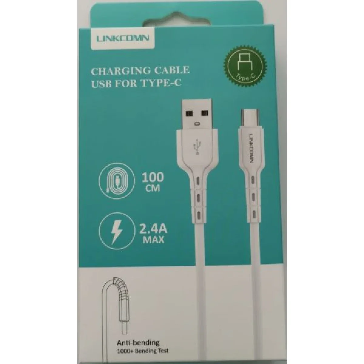 LINKCOMN KD202 USB Type-C Charging & Data Cable 1m - White - Thumbnail 2