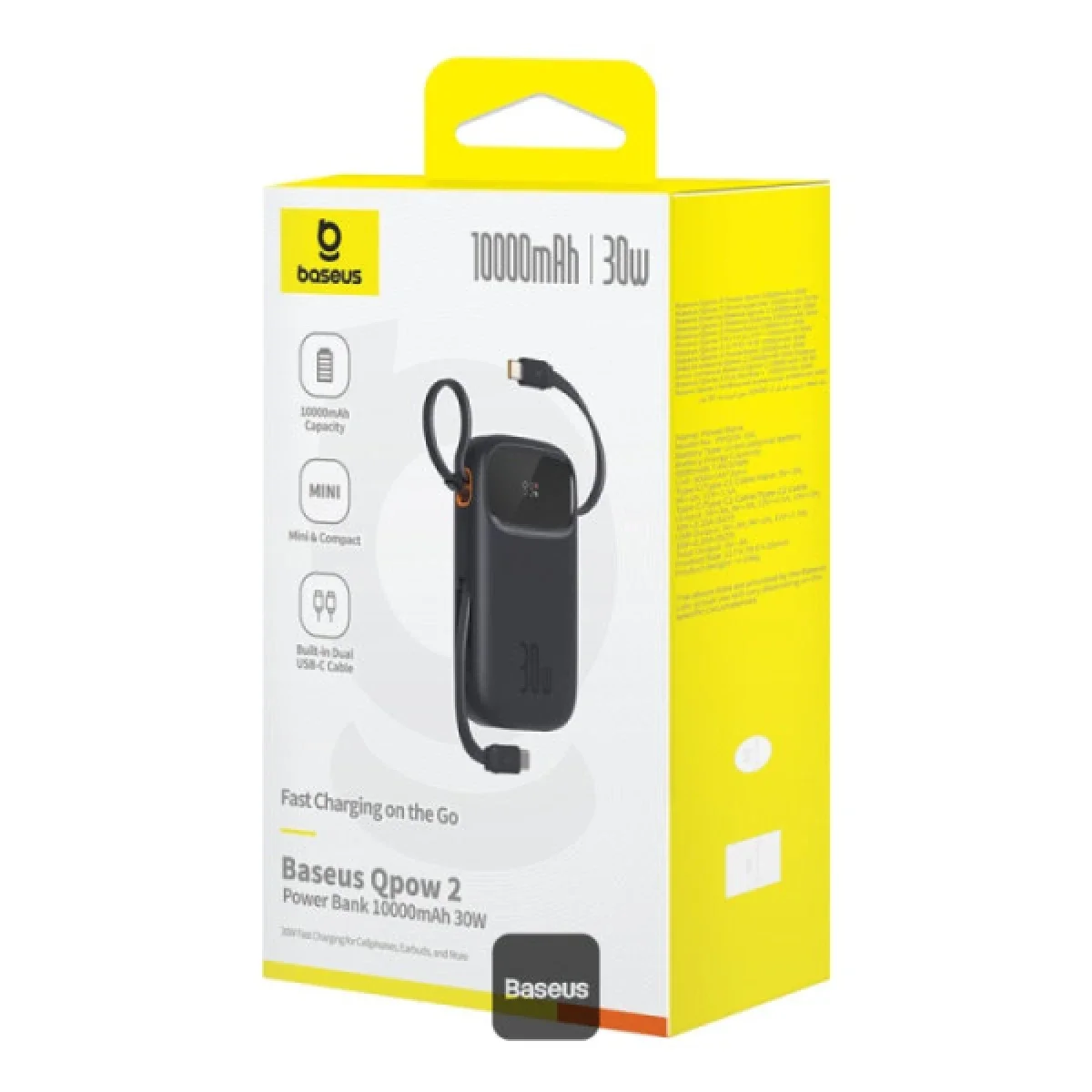 Baseus QPow2 10000mAh 30W Fast Charge Power Bank with Built-in Dual Type-C Cables - Black - Thumbnail 9