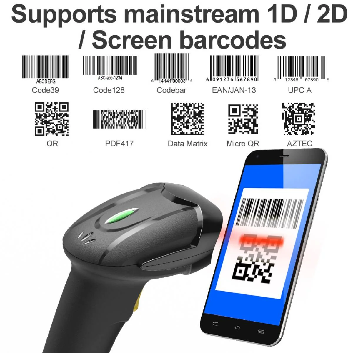 قارئ باركود GTCODESTAR X-760H سلكي ثنائي الأبعاد بمستشعر CMOS وUSB/COM - Thumbnail 5