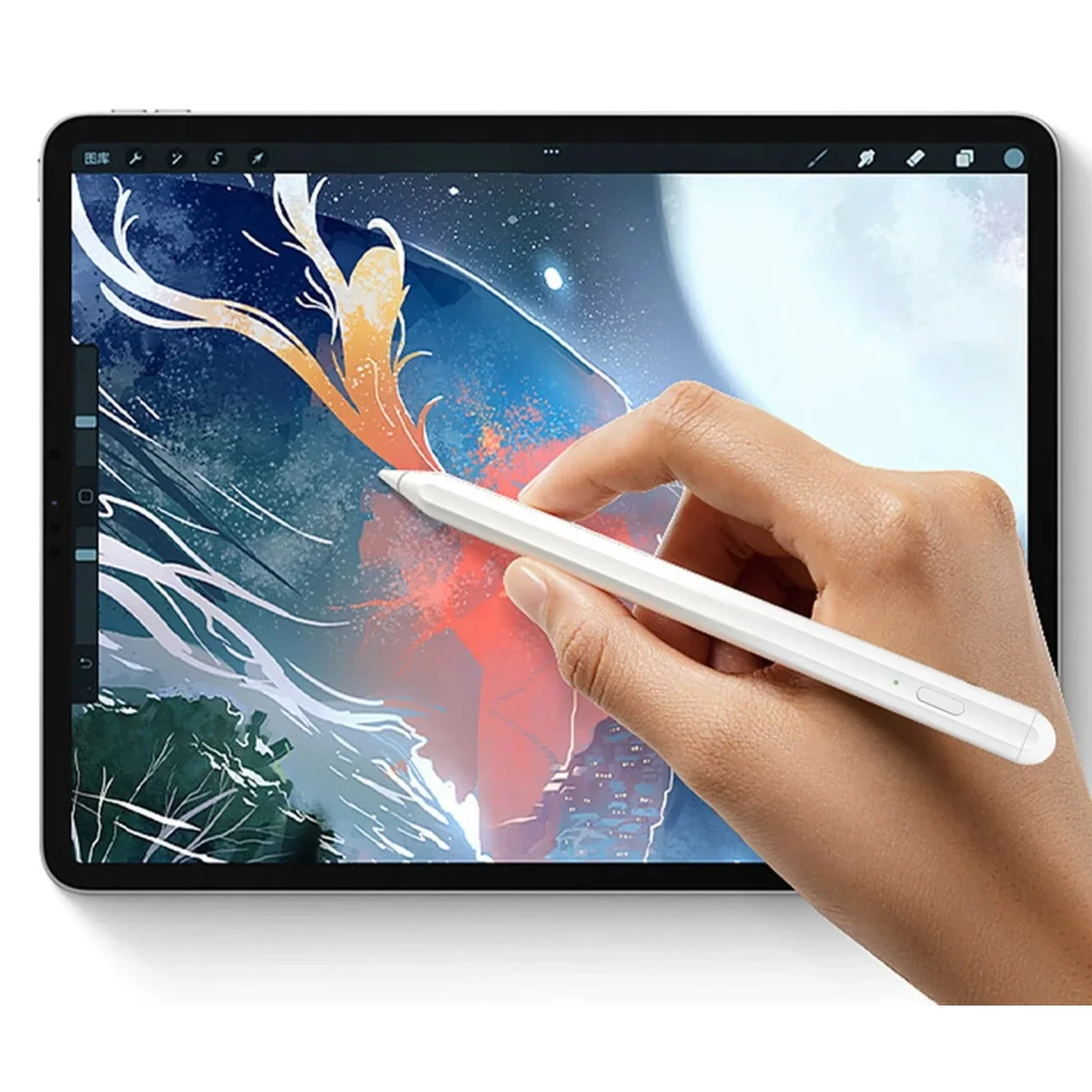 قلم ذكي WIWU Pencil D عالمي 2 في 1 بحساسية الإمالة والضغط، أبيض - Image 5