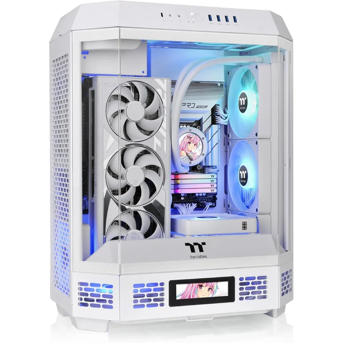 Thermaltake The Tower 600 Mid-Tower PC Case with 3 Tempered Glass Panels and Hidden-Connector Motherboard Support - White