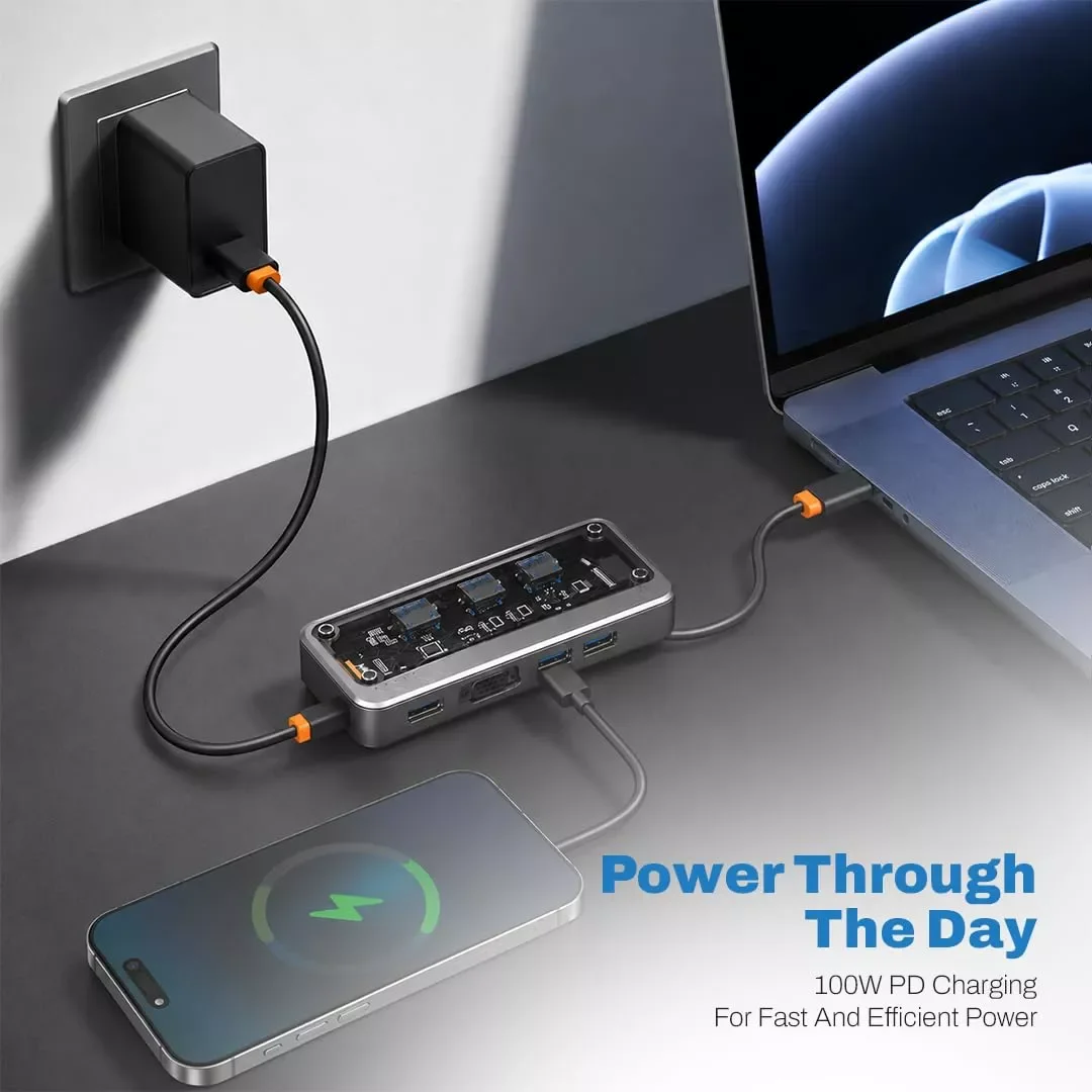 10-in-1 USB-C Hub Docking Station, HDMI 4K@30Hz, 100W Type-C PD, RJ45 Ethernet - Image 4