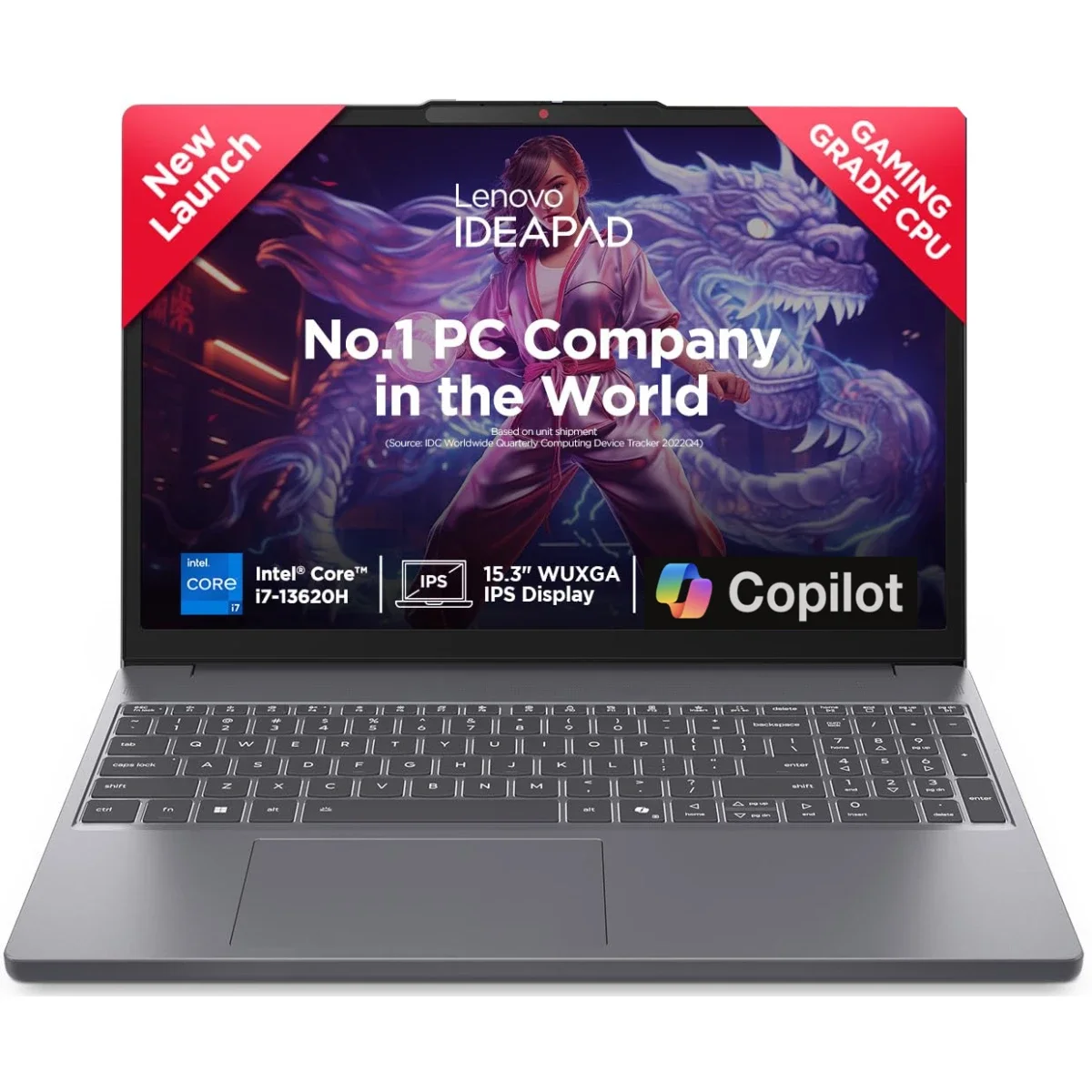 لابتوب Lenovo IdeaPad Slim 3 15IRH10 بشاشه 15.3 انش FHD+ IPS ومعالج Intel Core i7-13620H وذاكره 16GB وتخزين 512GB SSD لون Luna Grey