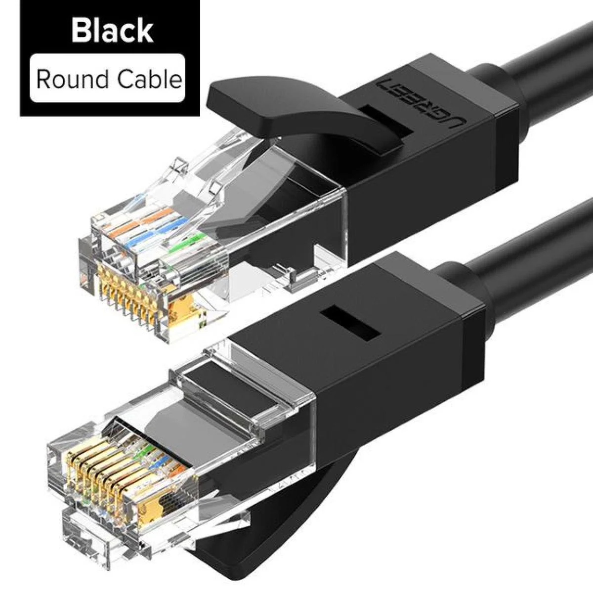 كيبل شبكة إيثرنت Ugreen Cat6 RJ45 مسطح 25 متر أسود
