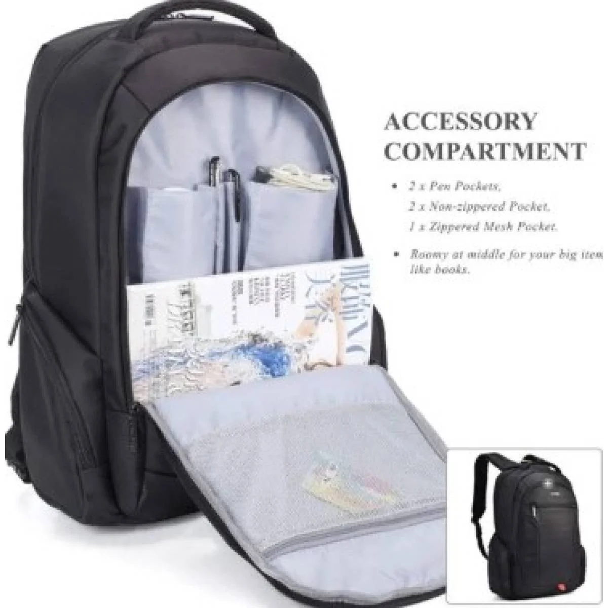 DTBG D8257W Water-Resistant Lightweight Laptop Bag with USB Charging Port for up to 17.3 Inch Laptops - Black - Image 4