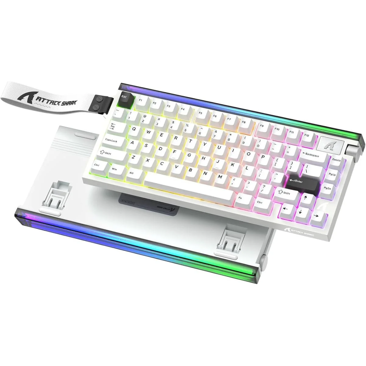 كيبورد ألعاب ATTACK SHARK R85 HE سلكي 75% بمفاتيح Hall Effect وإضاءة RGB، 8K، أبيض Star White