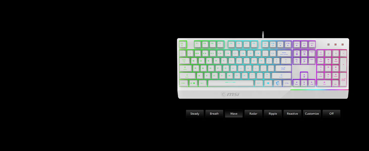 كيبورد ألعاب MSI Vigor GK30 RGB بإضاءة RGB 6 مناطق أبيض - Thumbnail 10