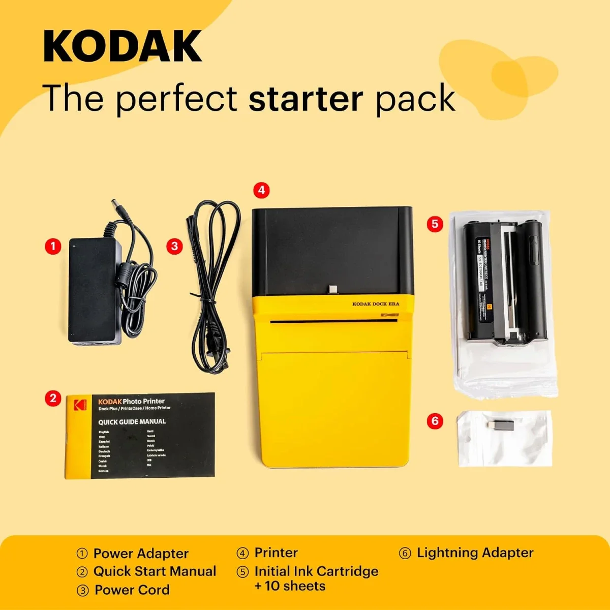طابعة صور Kodak Dock Era D600 مقاس 10 × 15 سم بتقنية 4PASS مع بلوتوث و8 أوراق - Image 3