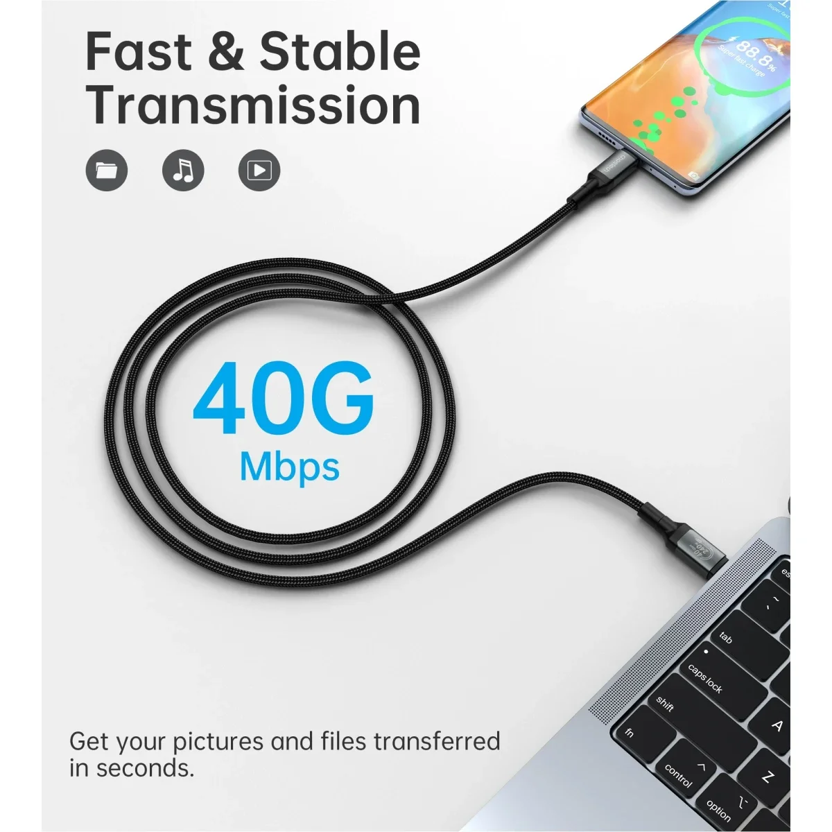 Choetech XCC-1040 USB-C to USB-C Gen3 Cable 240W 1.2m - Image 2