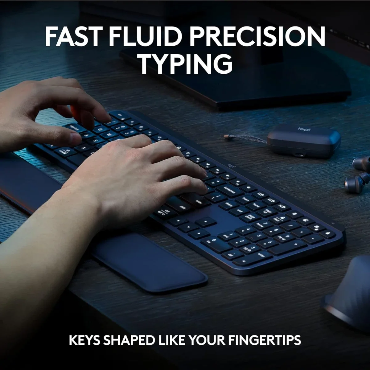 طقم كيبورد وماوس Logitech MX Keys S Combo مع MX Master 3S لاسلكي، مسند راحة، إضاءة ذكية، بلوتوث، USB-C، عربي/إنجليزي، جرافيت - Image 4