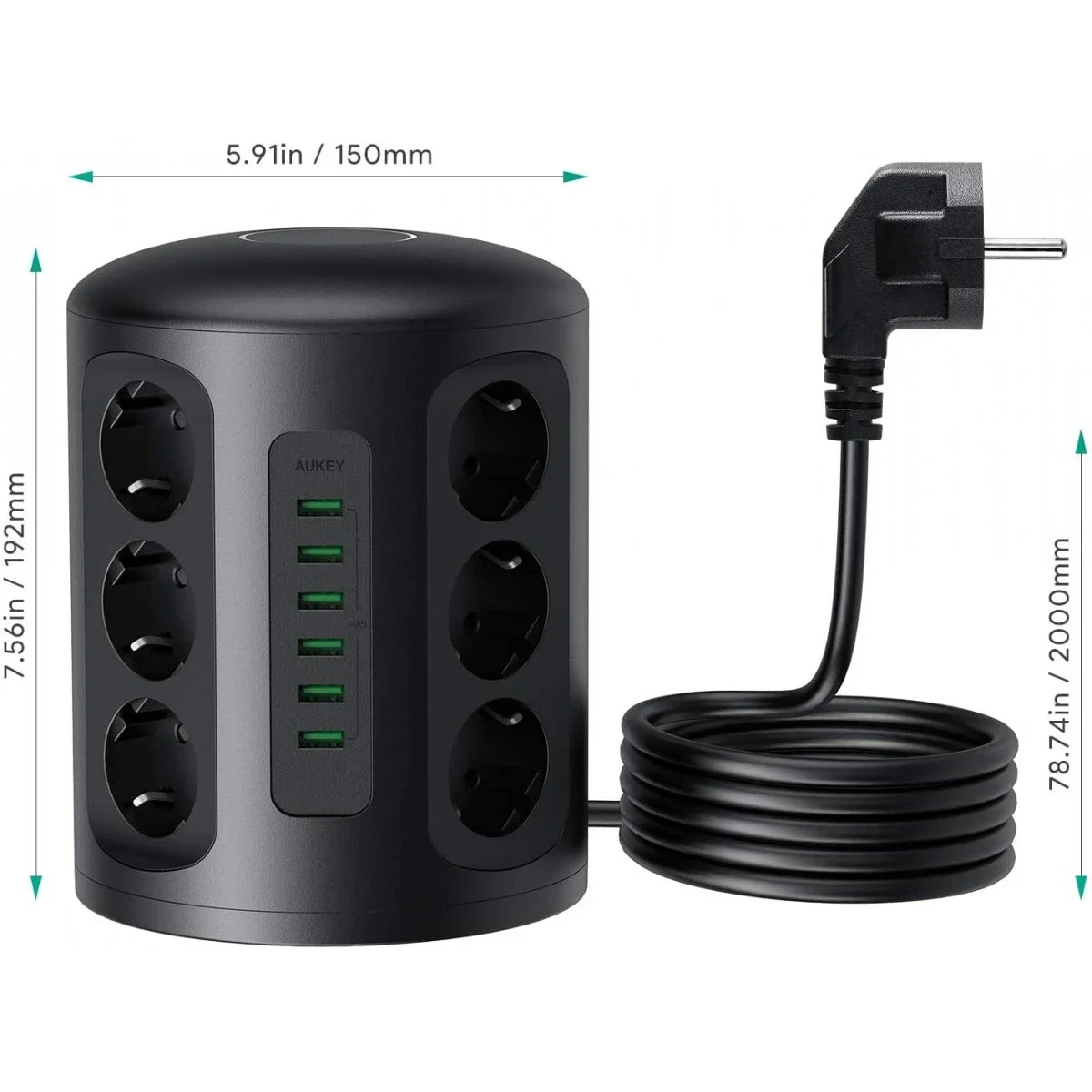 مشترك كهرباء برجي AUKEY PA-S14 PowerHub XL مع 12 مخرج كهرباء و6 منافذ USB-A - Image 3