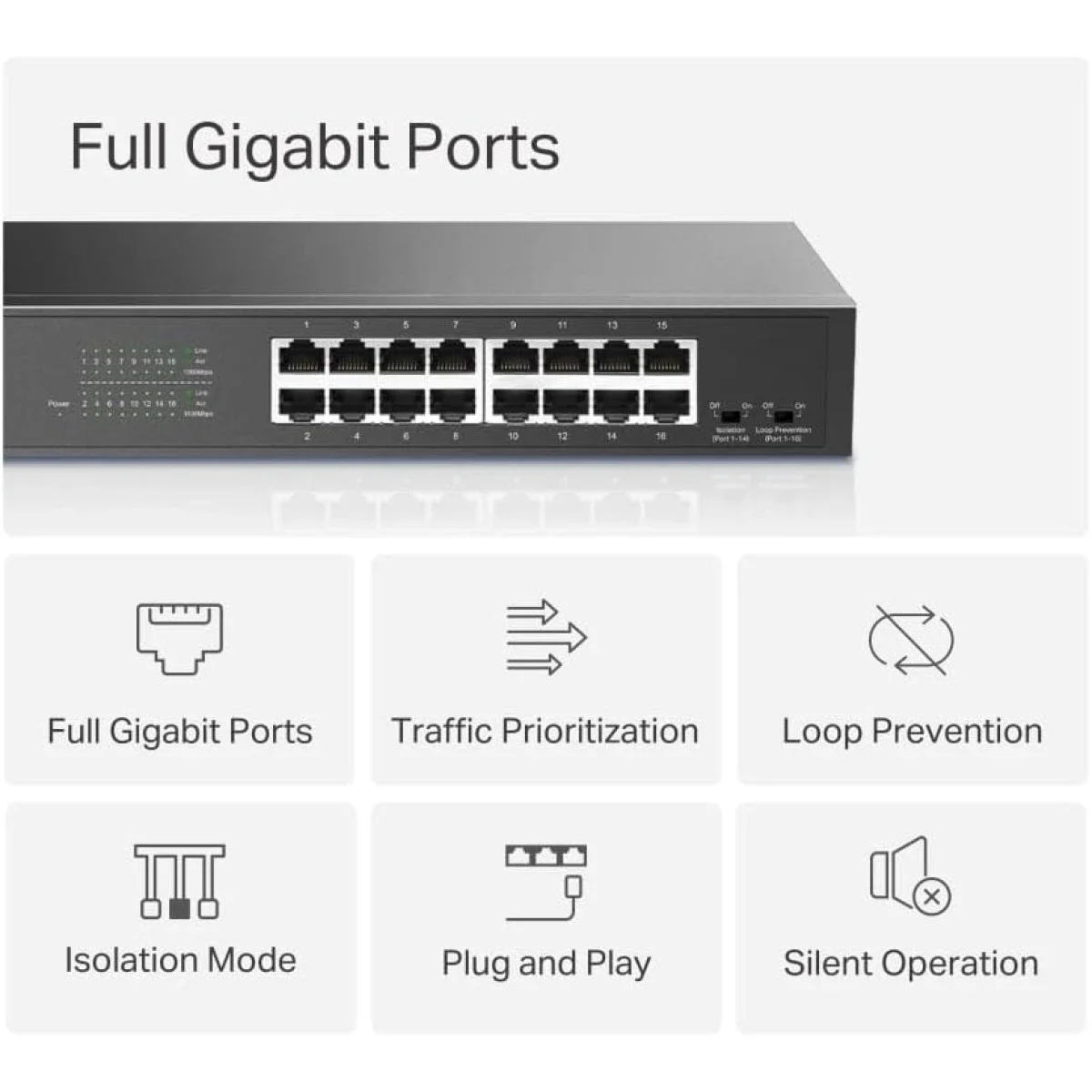 MERCUSYS MS116GS 16-Port Gigabit Unmanaged Desktop/Rackmount Switch - Image 4