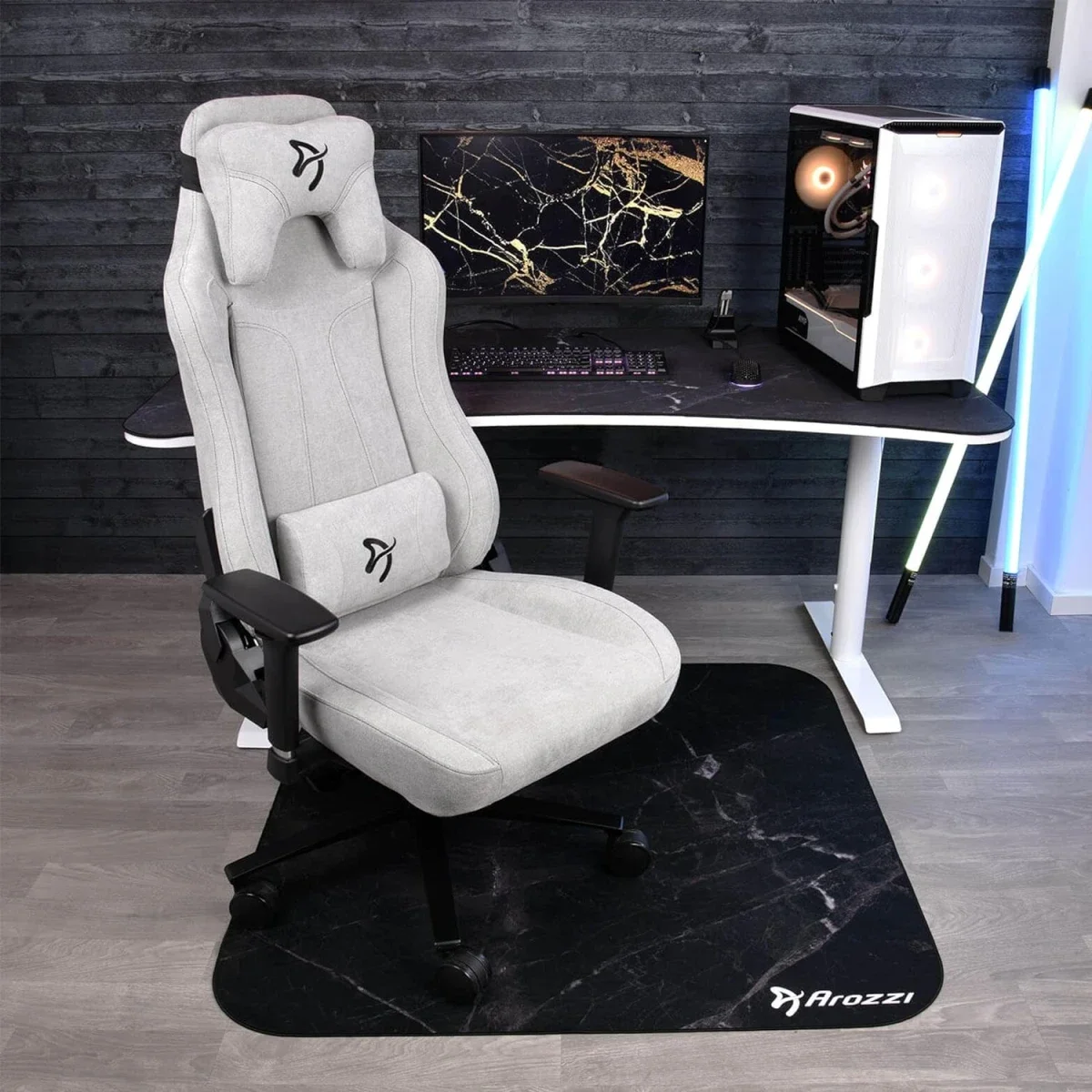 مفرش أرضية Arozzi Zona Quattro من الألياف الدقيقة لكرسي الألعاب للسجاد - Black Marble - Thumbnail 6