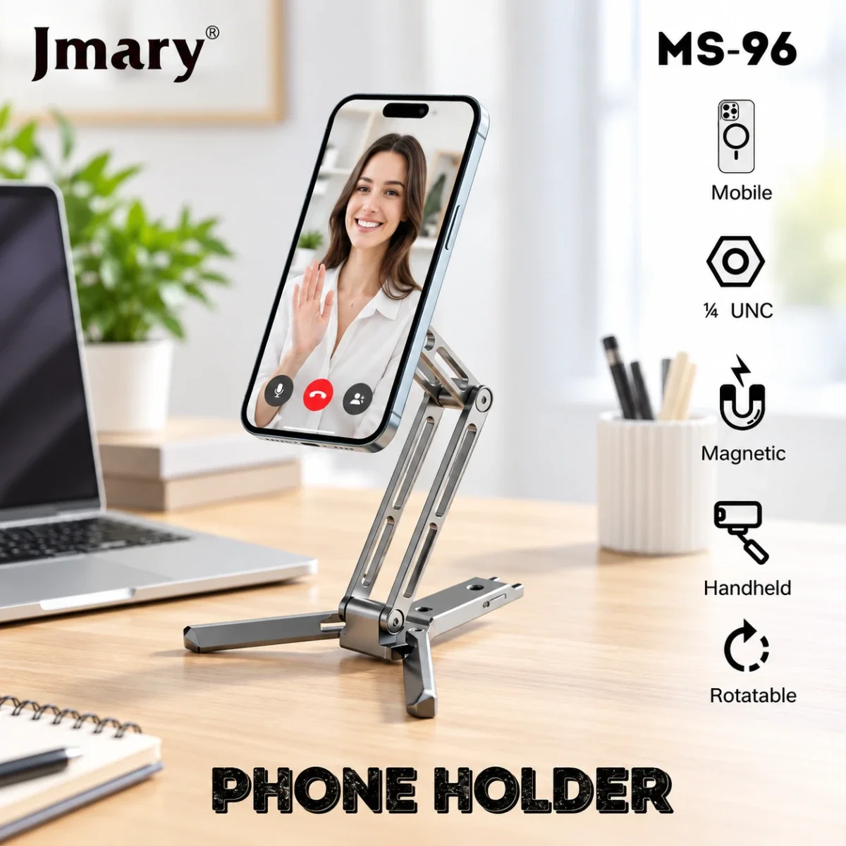 حامل موبايل Jmary MS-96 مغناطيسي قابل للطي بزاوية 180° - Image 2