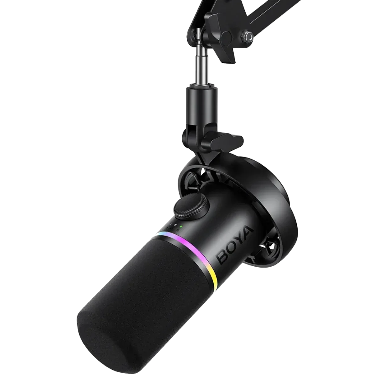 ميكروفون ديناميكي Boya CastMic S60 USB وXLR بإضاءة RGB - أسود - Image 3