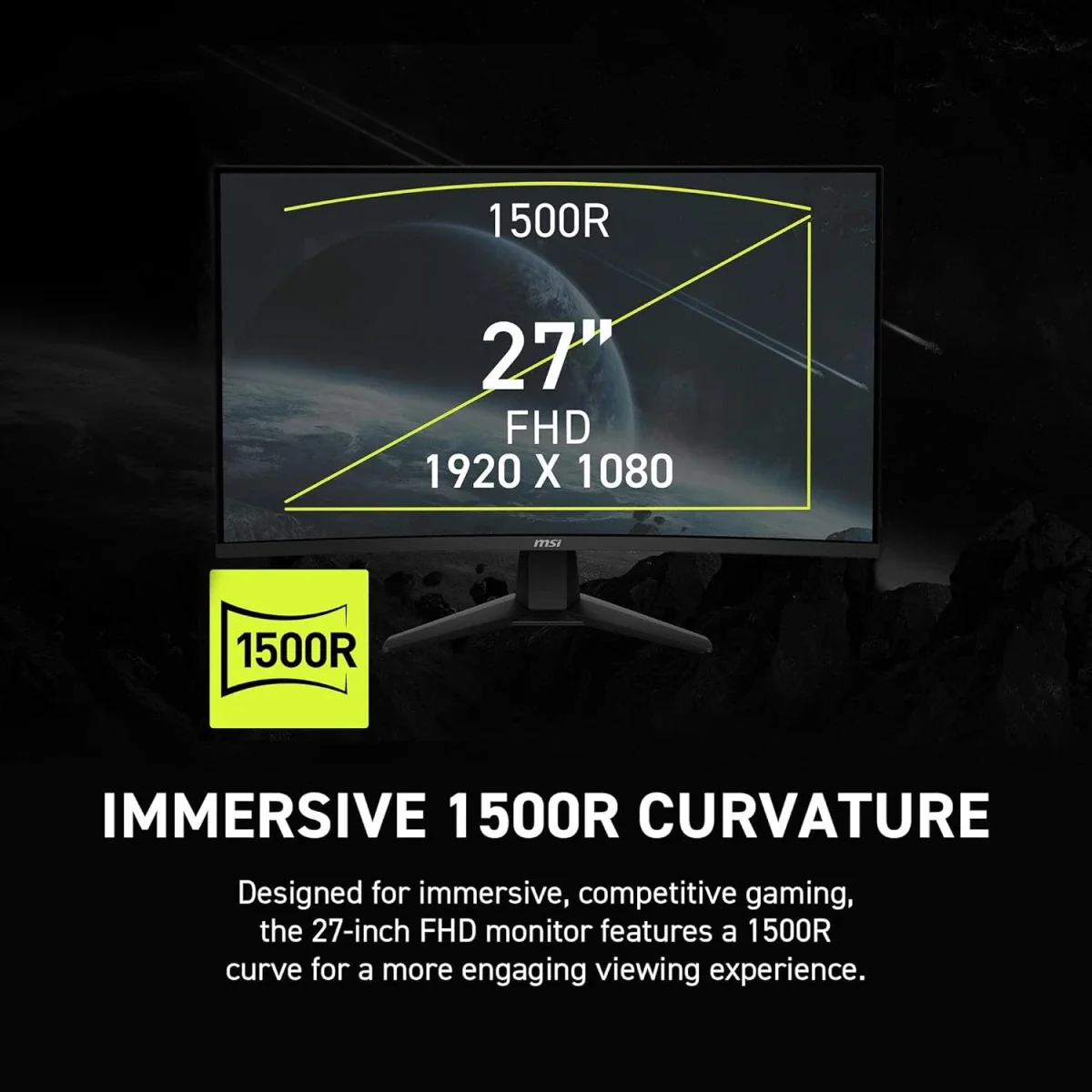 MSI MAG 274CXF 27-inch Curved Gaming Monitor, FHD, 280Hz, 0.5ms, VA - Thumbnail 3