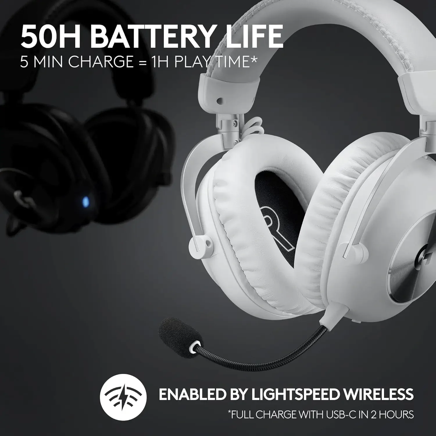 سماعة ألعاب لاسلكية بطارية تدوم حتى 50 ساعة ومدى لاسلكي يصل إلى 30 مترLogitech G PRO X 2 LIGHTSPEED - صوت محيطي 7.1 - Thumbnail 4