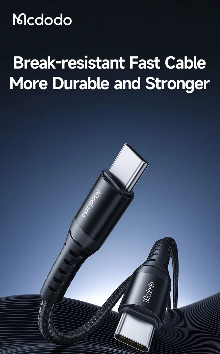 سلك شحن ونقل بيانات Mcdodo CA-5641 USB-C إلى USB-C بقدرة 60W وتيار 3A بطول 1 متر أسود - Image 18