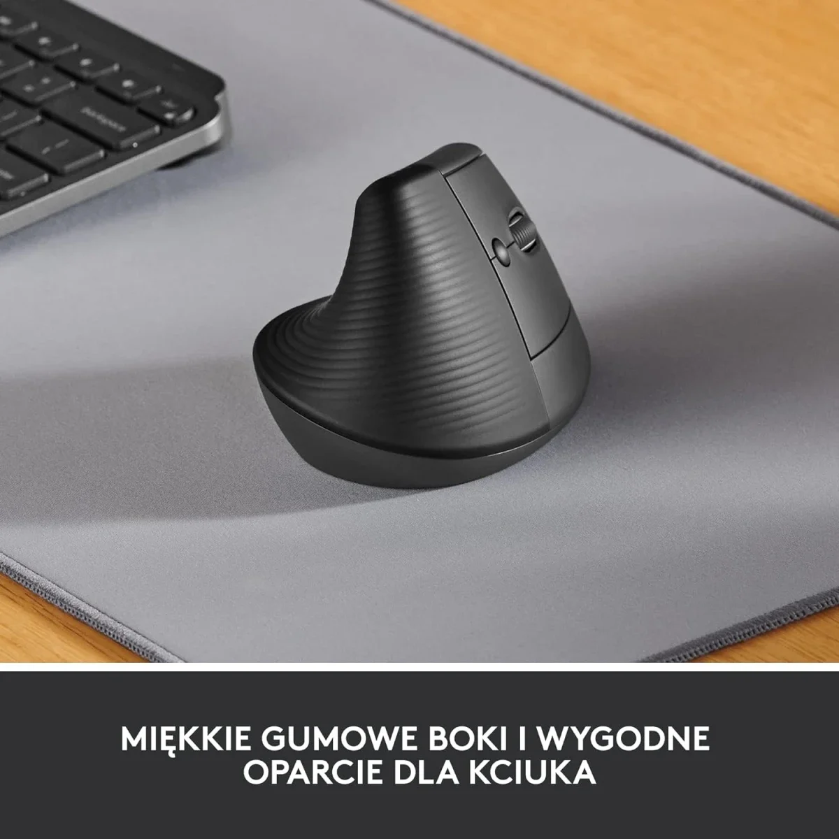 ماوس عمودي مريح Logitech Lift لاسلكي بنقرات هادئة و4 أزرار - أسود - Thumbnail 3