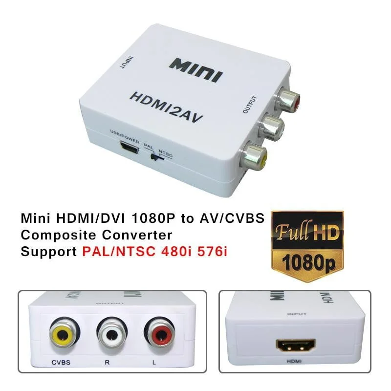 محول HDMI إلى AV (RCA) للفيديو المركب والصوت الستيريو