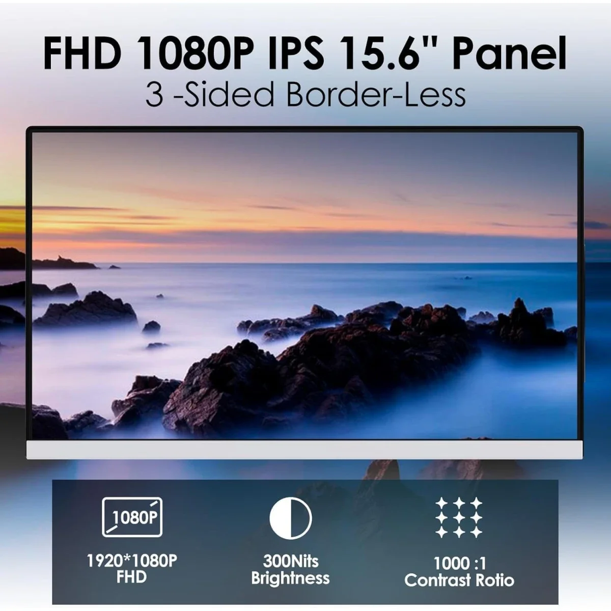 شاشة محمولة V2COM Z2 ثلاثية 15.6 إنش FHD IPS بتردد 60 هرتز - Thumbnail 2