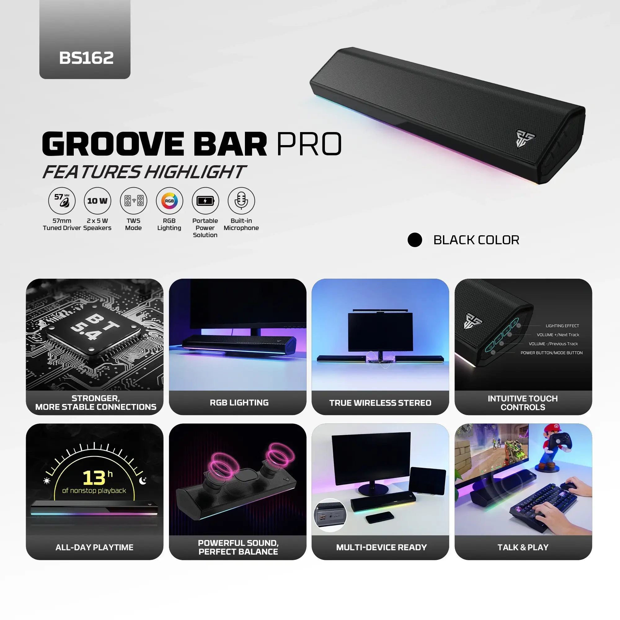 Fantech BS162 Groove Bar Pro Portable Gaming Speaker with 4 Connection Modes - Image 6