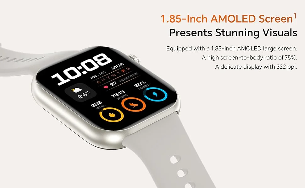 HONOR Choice Watch 2i Smartwatch with 1.85-Inch AMOLED Display, Bluetooth Calling, White - Thumbnail 12