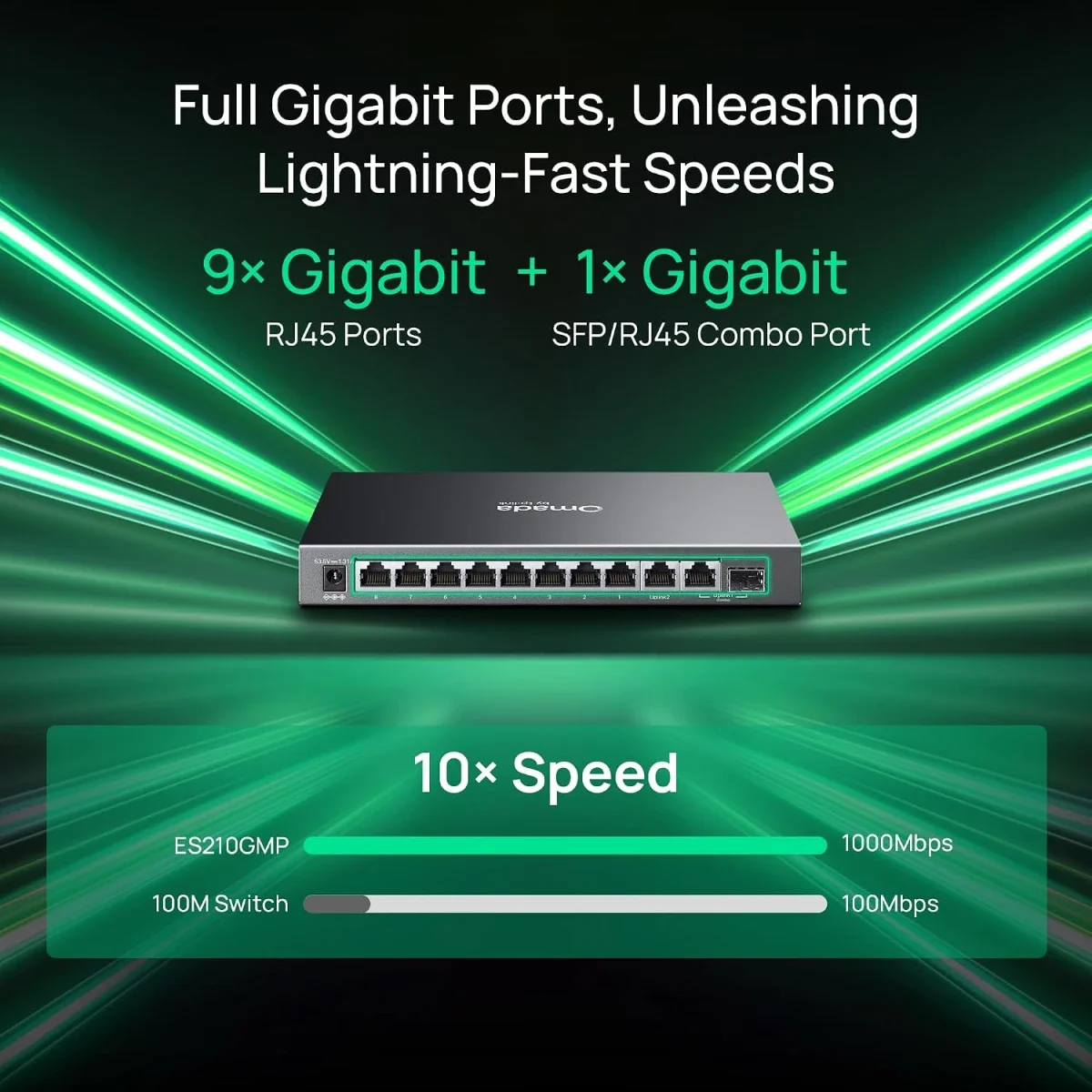 TP-LINK Omada ES210GP 10-Port Gigabit Easy Managed Switch with 8-Port PoE+ - Thumbnail 2