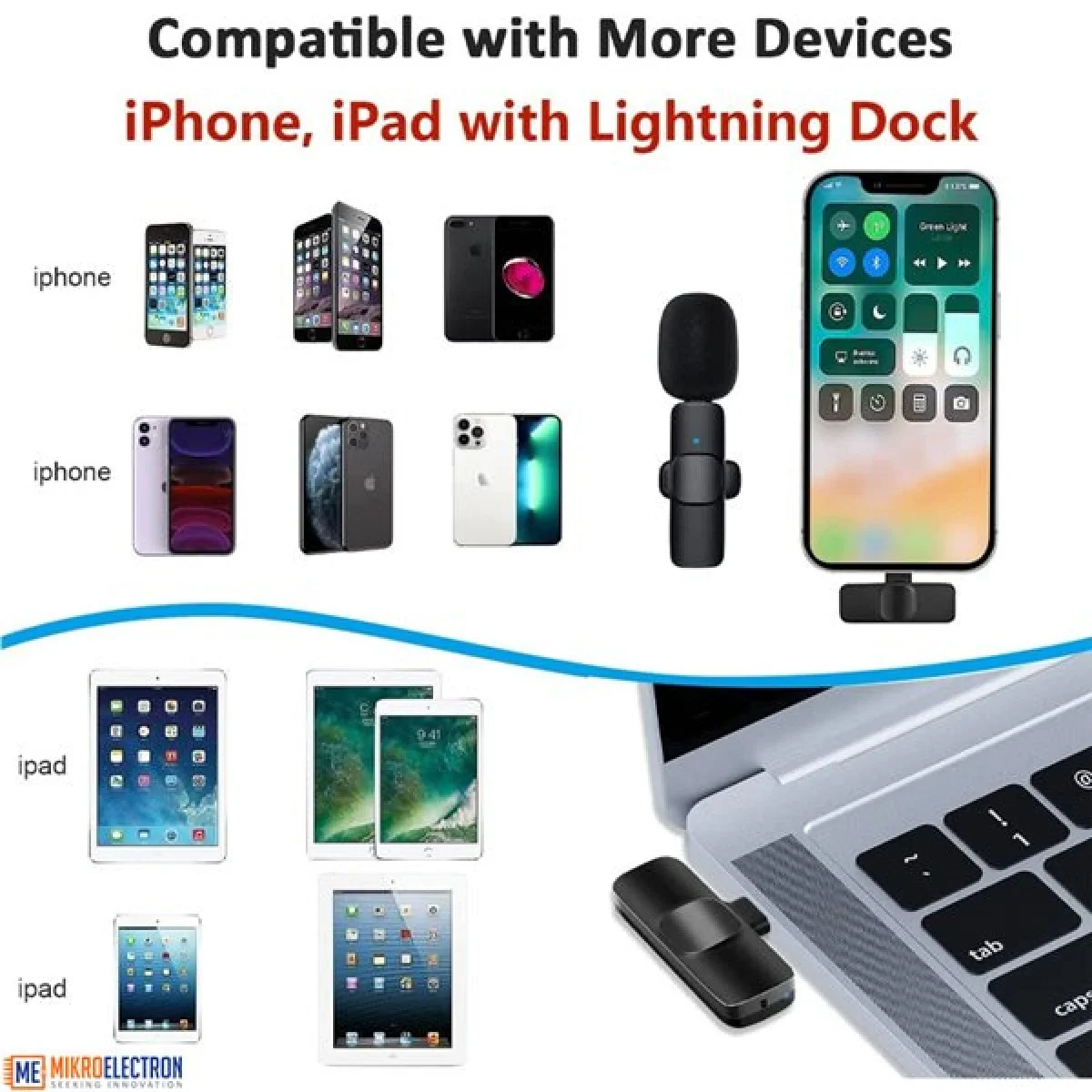 ميكروفون لاسلكي بمشبك One K9 لأجهزة iPhone بمنفذ Lightning - Thumbnail 3