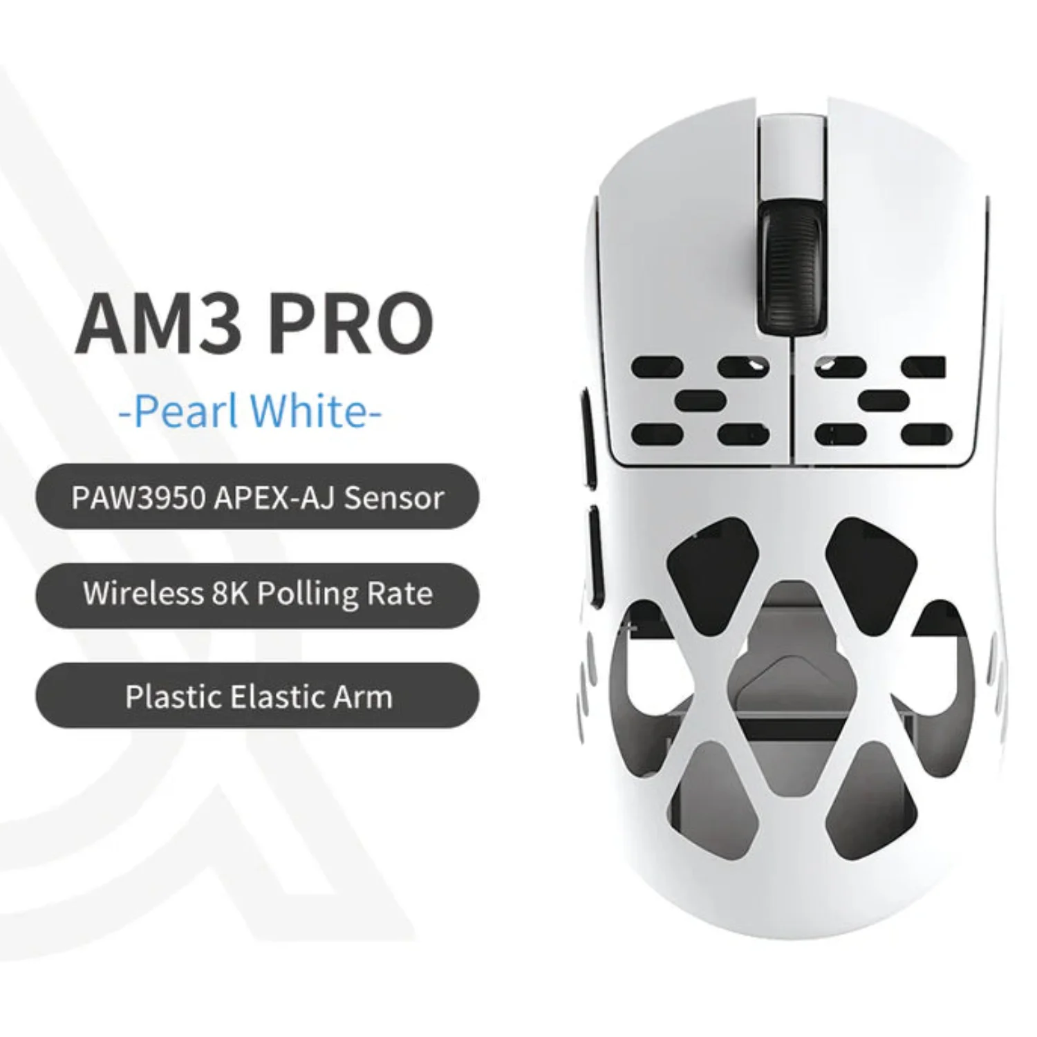 AJAZZ AM3 PRO Ultra-Lightweight Tri-Mode Gaming Mouse – White - Image 2
