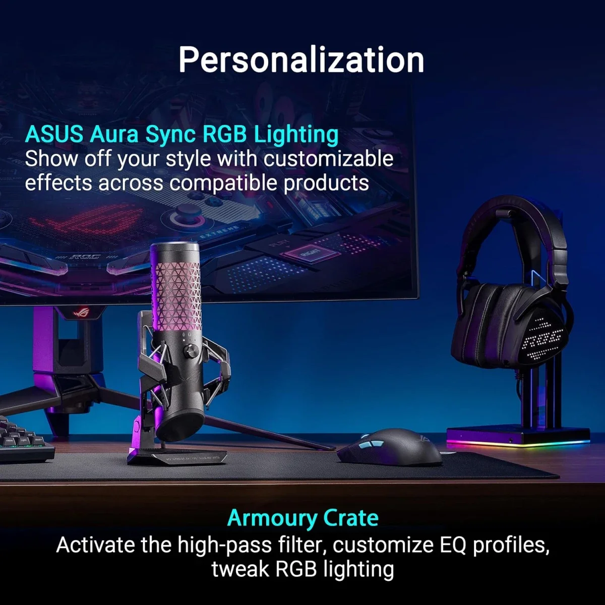ميكروفون ألعاب مكثف قلبي Asus ROG Carnyx احترافي 192 كيلوهرتز/24 بت أسود - Image 7