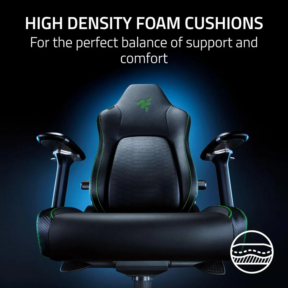 كرسي ألعاب Razer Iskur V2 قماش، إسفنج عالي الكثافة، مساند ذراع 4D، تحمل 136 كغ، دعم متكيف، إمالة مقعد تفاعلية وإمالة ظهر حتى 152°، رمادي داكن - Image 7