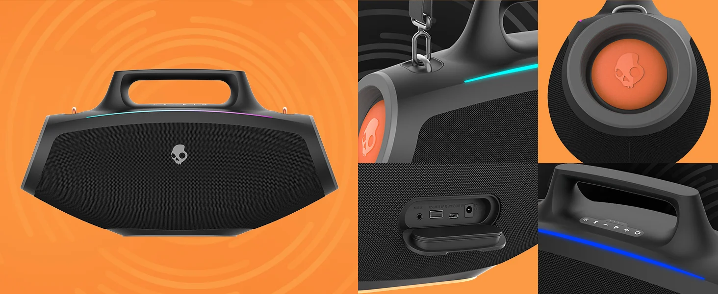 مكبر صوت بومبوكس Skullcandy Barrel بلوتوث مع عرض إضاءة LED وبطارية حتى 12 ساعة - أسود - Image 13