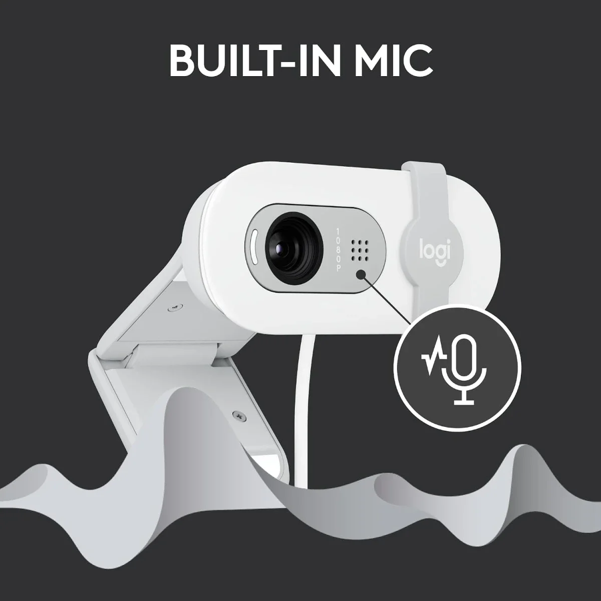 كاميرا ويب Logitech Brio 100 بدقة Full HD 1080p مع ميكروفون وغطاء خصوصية USB-A - أبيض - Thumbnail 8