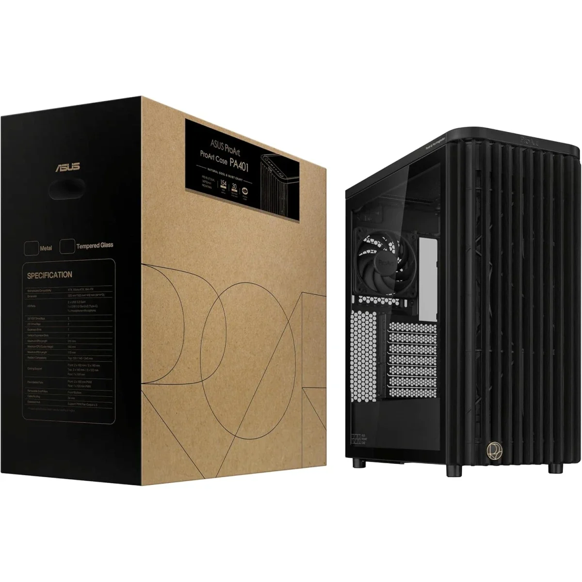 Asus ProArt PA401 Wood Edition Mid-Tower PC Case Tempered Glass Black - Thumbnail 8