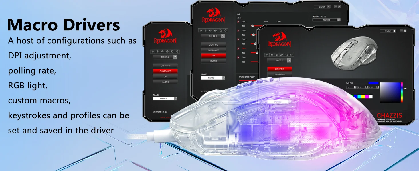 ماوس ألعاب Redragon M695 CT سلكي بدقة 24000 DPI وإضاءة RGB أبيض - Thumbnail 11